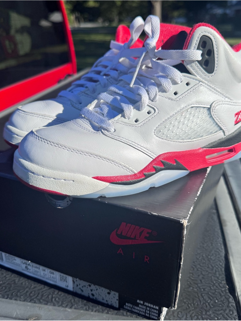Nike Air Jordan 5 Retro Low Fire Red GS Size 6Y 819171-101 w/ Original Box